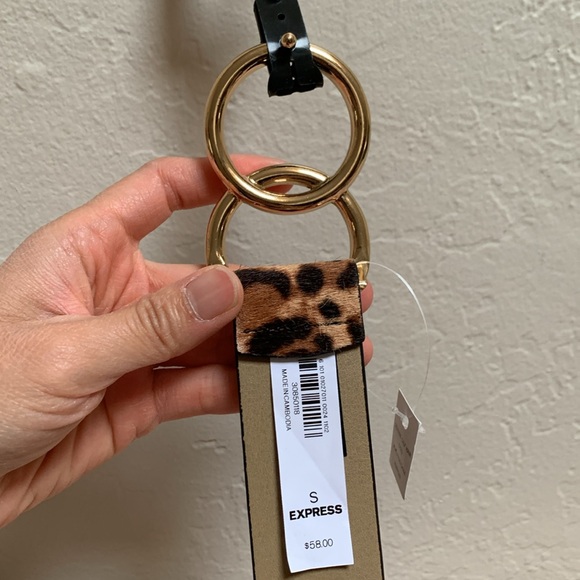 NWT Express leopard genuine calf-hair belt - Picture 4 of 9
